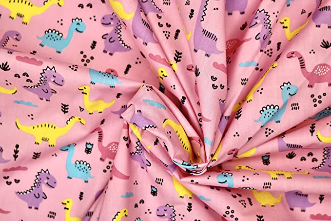 Pyrhan Multi Dinosaurs Polycotton Prints –45 Inch Wide Dress Fabric Material by The Metre -Floral Polycotton Print Used in Sewing Kit and Accessories-Quilting Fabric.