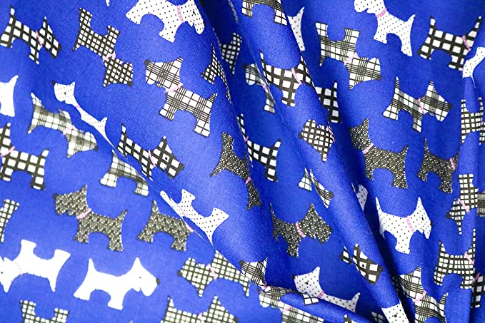 Pyrhan Scottie Dog Printed Polycotton Prints –45 Inch Wide Dress Fabric Material by The Metre -Floral Polycotton Print Used in Sewing Kit and Accessories-Quilting Fabric .
