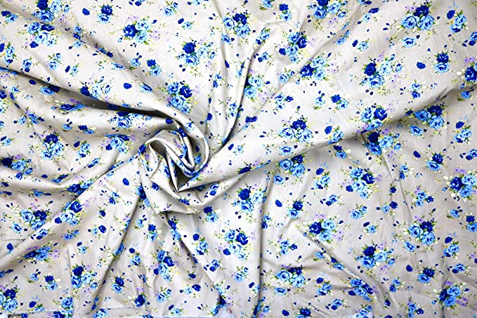 Pyrhan Rose Floral Fabric 100% Cotton Fabric Prints – 60 inches (Approx 149cm) Wide Material by The metre Clearence- Perfect for Sewing and Dress Making Projects.