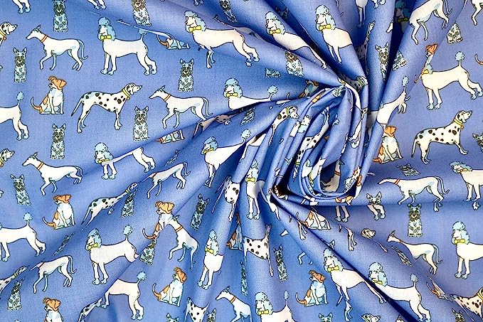 Pyrhan Cute Dogs Arts and Craft Polycotton Prints –45 Inch Wide Dress Fabric Material by The Metre -Floral Polycotton Print Used in Sewing Kit and Accessories-Quilting Fabric.