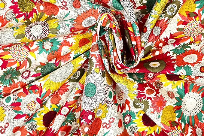 Pyrhan Paisley Sun Flower 100% Pure Cotton Prints – 60 inches (148 cm Approx) Wide Fabric Sold by The metre - Perfect for Sewing Projects and Dress Making. (Blue)