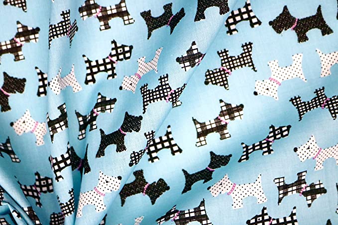 Pyrhan Scottie Dog Printed Polycotton Prints –45 Inch Wide Dress Fabric Material by The Metre -Floral Polycotton Print Used in Sewing Kit and Accessories-Quilting Fabric .