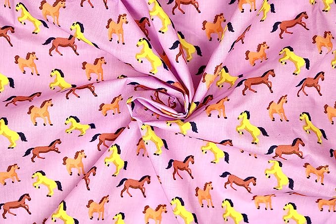 Pyrhan Horse Polycotton Prints –45 Inch Wide Dress Fabric Material by The Metre -Floral Polycotton Print Used in Sewing Kit and Accessories-Quilting Fabric.